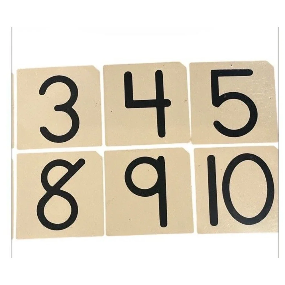 Vintage Number Flashcards 1-10 Laminated Black On Beige Background